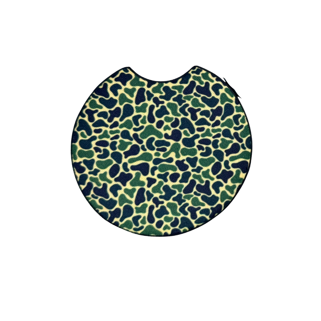 Retro Camo Car Coaster | Vintage Camo Neoprene Cup Holder Insert | Set of 2