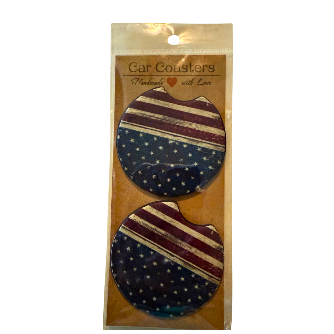 Vintage Flag | Car Coasters Set of 2