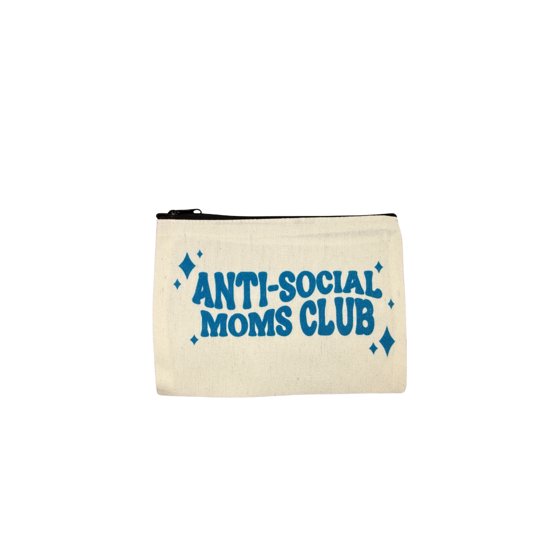 Anti Social Moms Club Mini Canvas Bag – 8x6 Inches| | Funny Mom Pouch