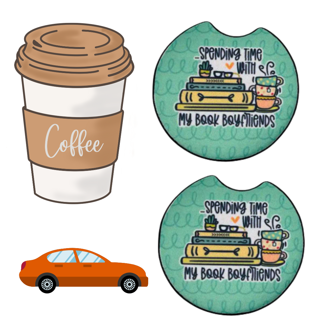 Book Boyfriends Car Coaster Set of 2