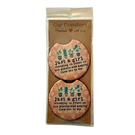Just a Girl.. Car Coasters Set of 2