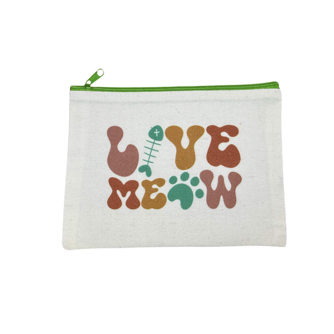 “Love Meow” Mini Canvas Bag – 8x6 Inches | Funny Cat Lover Gift