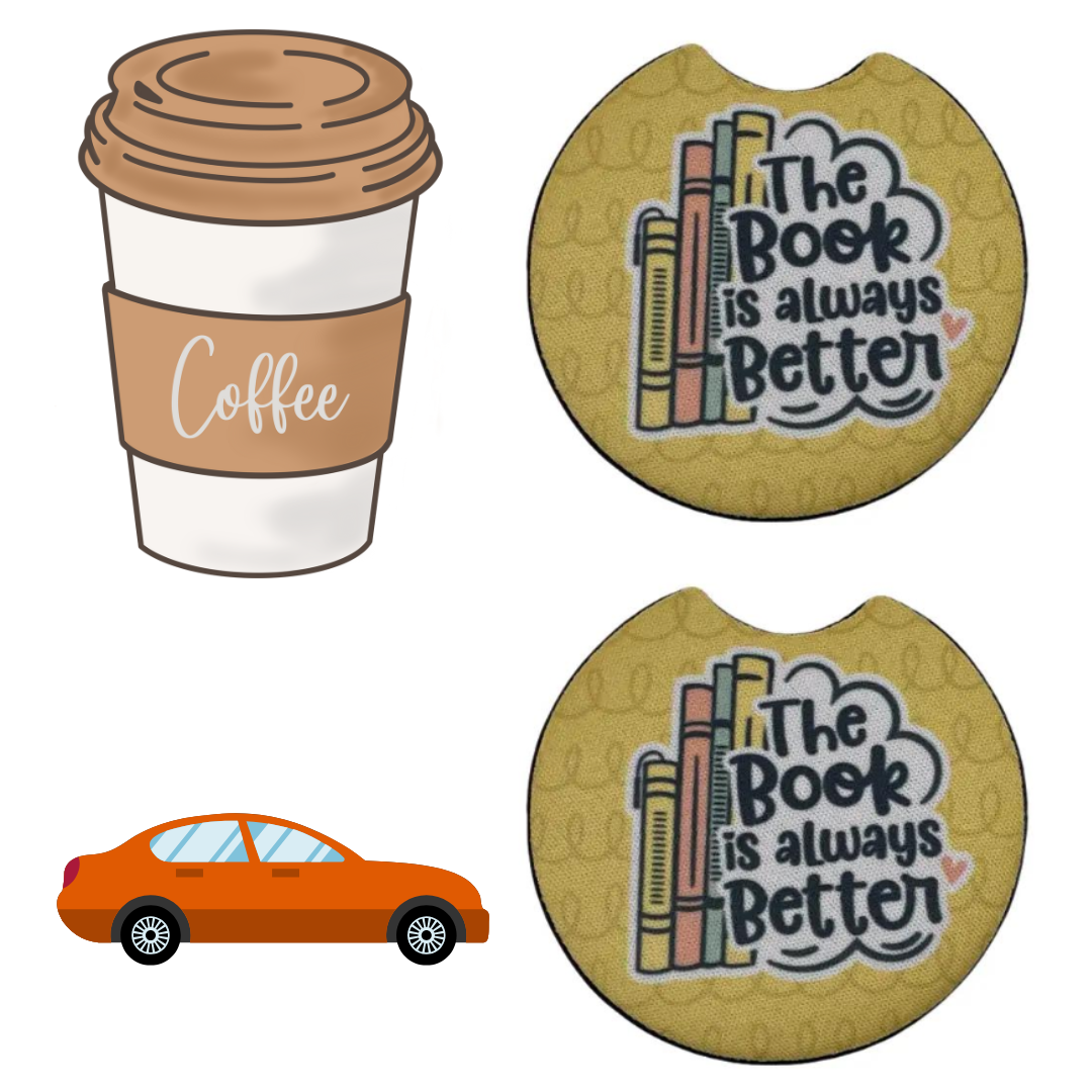 The Book is always Better Car Coaster Set of 2