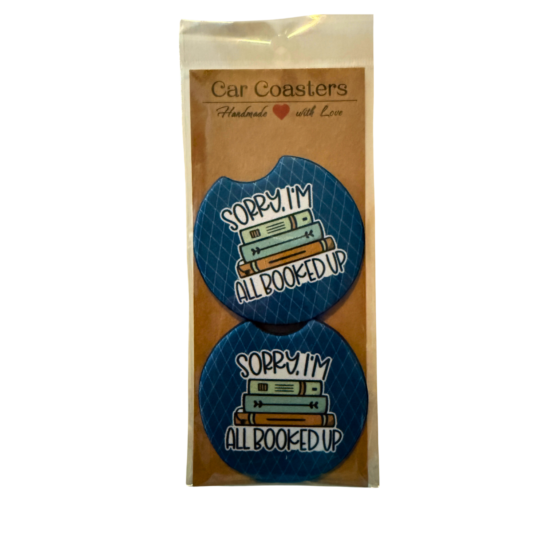 All Booked Up Car Coaster Set of 2