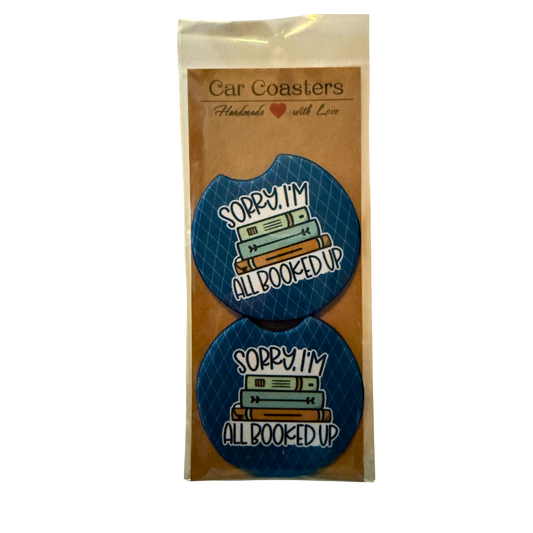 All Booked Up Car Coaster Set of 2