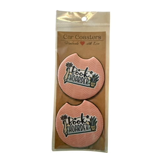 Book Hoarder Car Coaster Set of 2