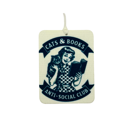 🌿 Cats & Books Anti-Social Club Car Freshie | Your choice of scent