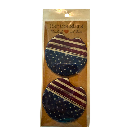 Vintage Flag | Car Coasters Set of 2