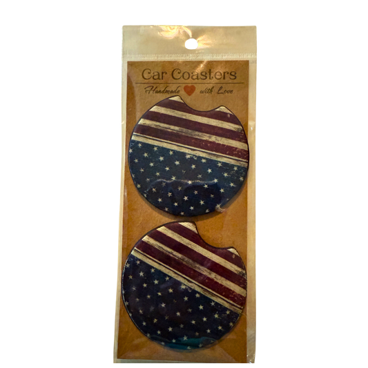 Vintage Flag | Car Coasters Set of 2