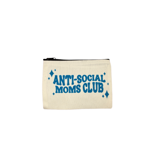 Anti Social Moms Club Mini Canvas Bag – 8x6 Inches| | Funny Mom Pouch