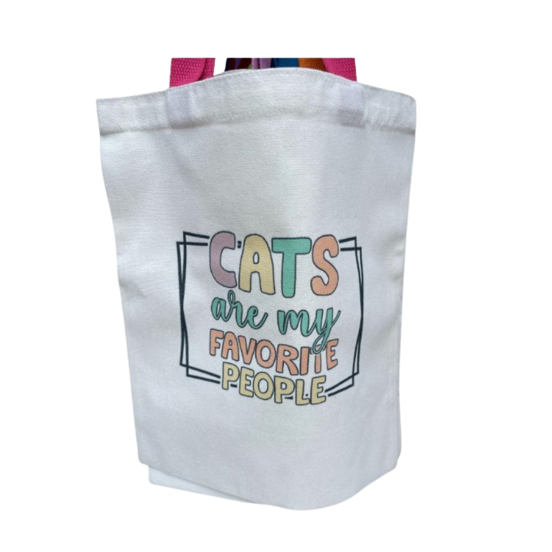 Cats Are My Favorite People Canvas Tote Bag - 14x13 Inches | Perfect for Cat Lovers