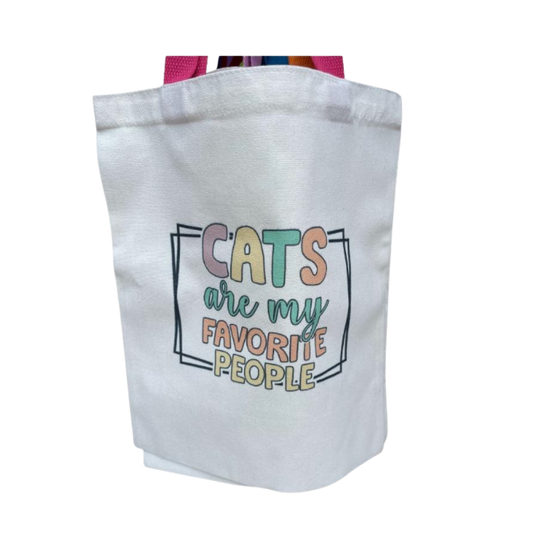 Cats Are My Favorite People Canvas Tote Bag - 14x13 Inches | Perfect for Cat Lovers