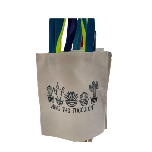 What the Fucculent Canvas Tote Bag - 14x13 Inches | Cute Succulent Design