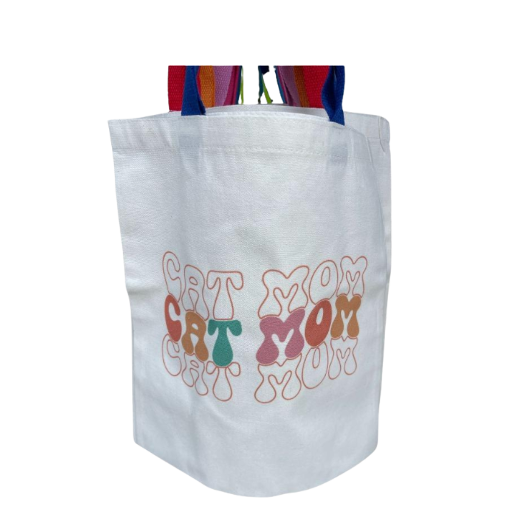 Cat Mom Canvas Tote Bag - 14x13 Inches | Perfect for Cat Lovers