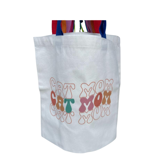 Cat Mom Canvas Tote Bag - 14x13 Inches | Perfect for Cat Lovers