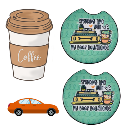 Book Boyfriends Car Coaster Set of 2