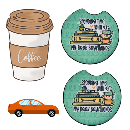Book Boyfriends Car Coaster Set of 2