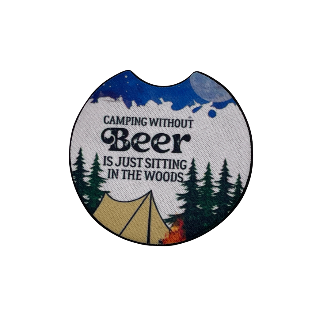 Camping Without Beer is Just Sitting in the Woods | Car Coaster Set of 2