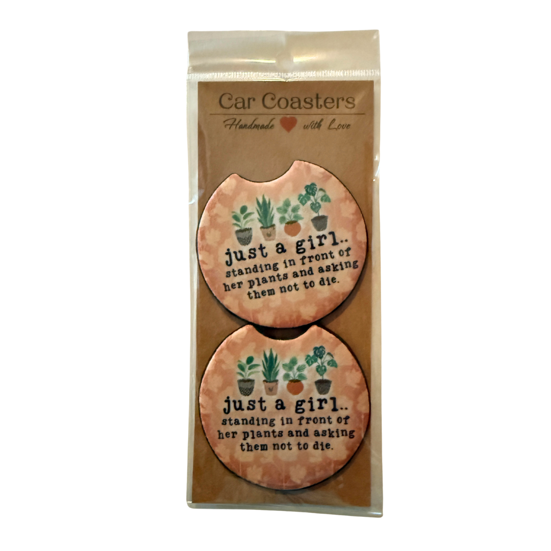 Just a Girl.. Car Coasters Set of 2
