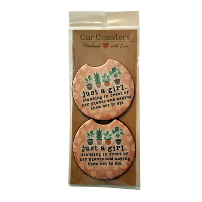Just a Girl.. Car Coasters Set of 2