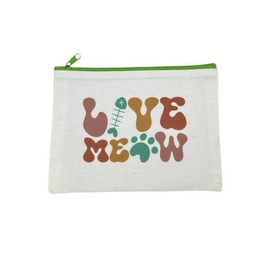“Love Meow” Mini Canvas Bag – 8x6 Inches  | Funny Cat Lover Gift