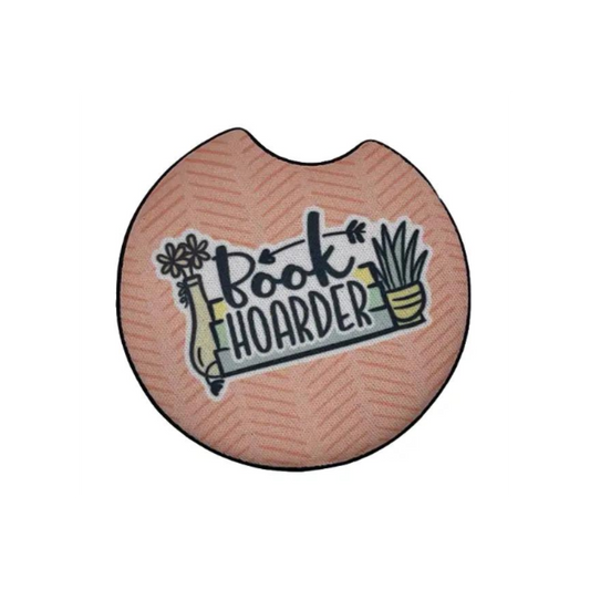 Book Hoarder Car Coaster Set of 2