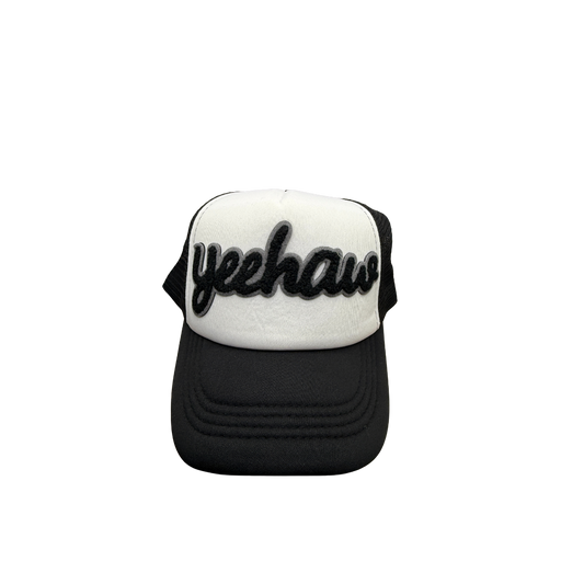 Black Trucker Hat “Yeehaw” – Chenille Patch Hat for Western Style
