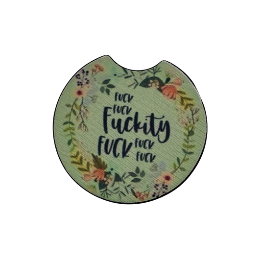 Fuck, Fuck & Fuckity Floral Car Coaster | Sarcastic Car Accessory | Set of 2