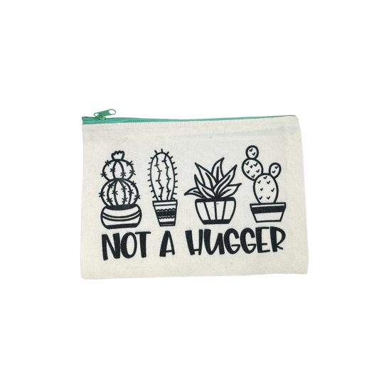 “Not a Hugger” with Cactus Design Mini Canvas Bag – 8x6 Inches  | Funny Gift