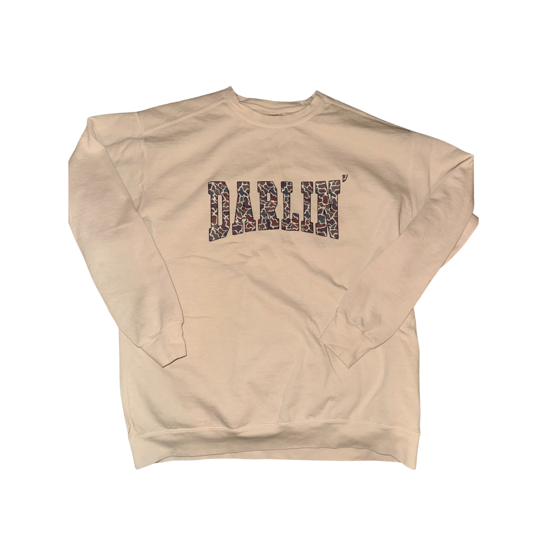 Darlin’ Camo Sweatshirt – Ivory Comfort Colors Crewneck