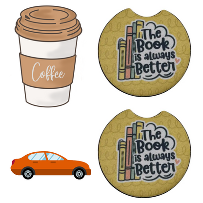 The Book is always Better Car Coaster Set of 2
