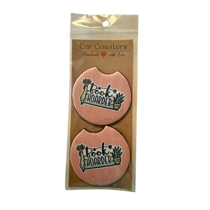 Book Hoarder Car Coaster Set of 2