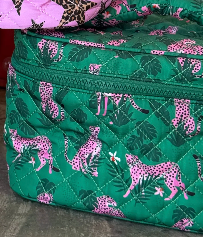 Quilted Puffer Makeup Bag with Handle | Lightweight Travel Cosmetic Cas