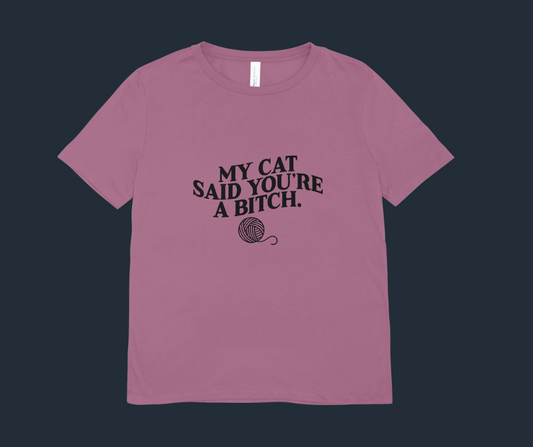 🐱 My Cat Said You're a Bitch T-Shirt | Heather Mauve Bella + Canvas Tee
